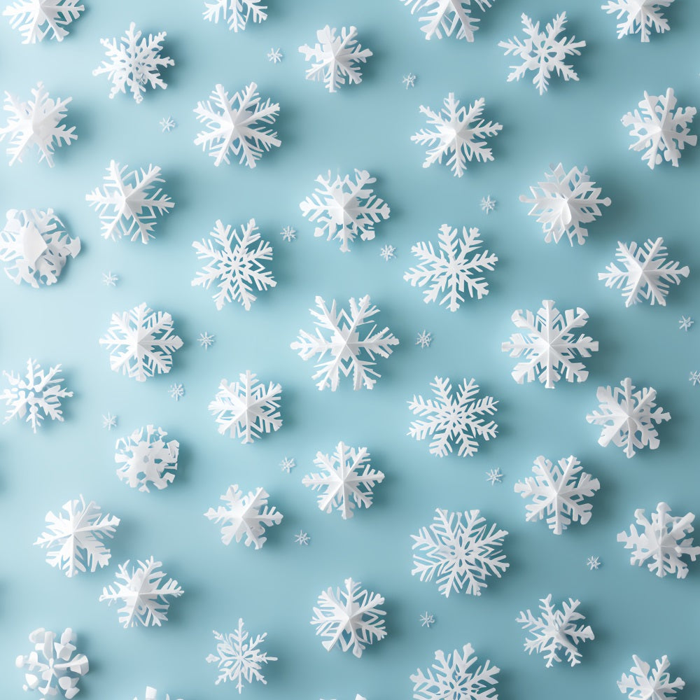 Toile de fond Hiver Flocons Blancs 3D sur Fond Aqua CSH58-19