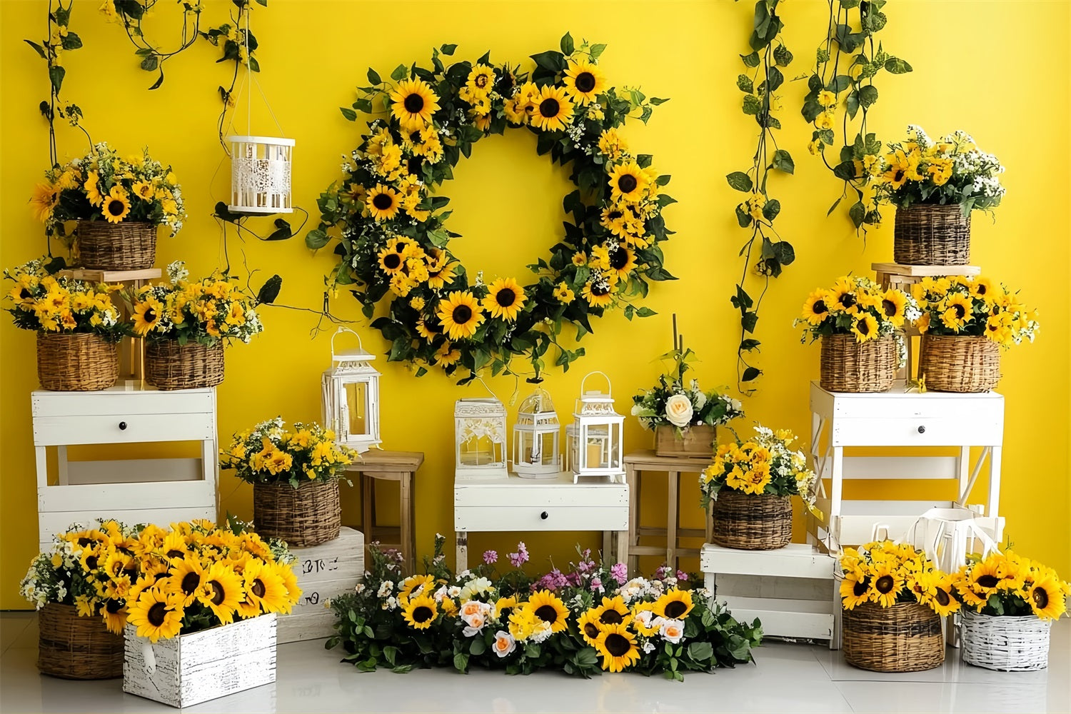 Toile de fond Tournesol d’Automne Couronne Lumineuse de Tournesols CSH58-221