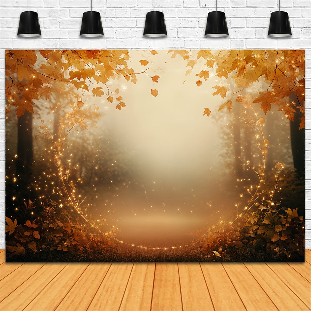 Toile de fond Automne Nature Feuilles Dorées Cercle Étincelant CSH58-227
