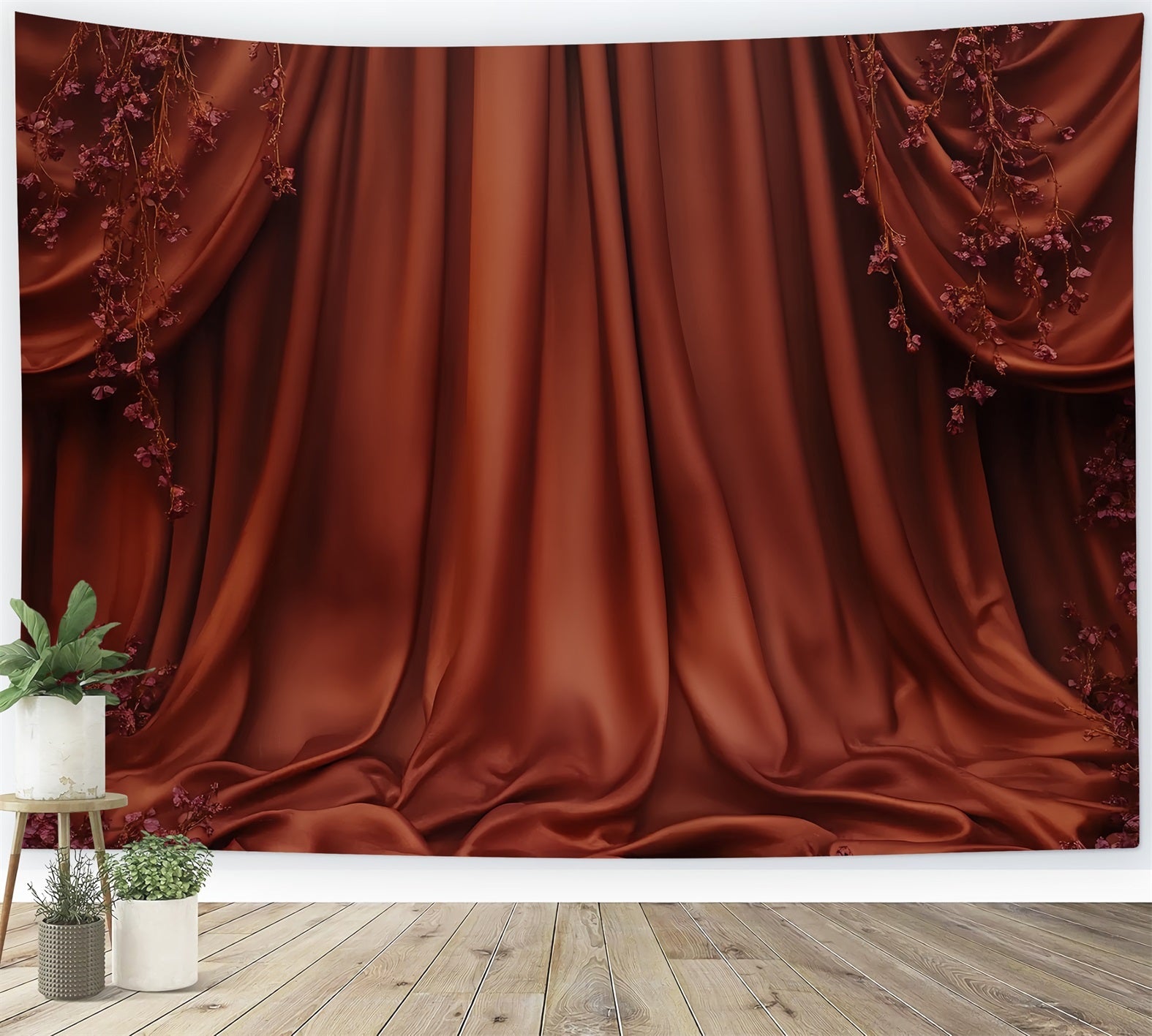 Toile de fond Boudoir Idées Draperie Satin Rustique Fleurs CSH58-248