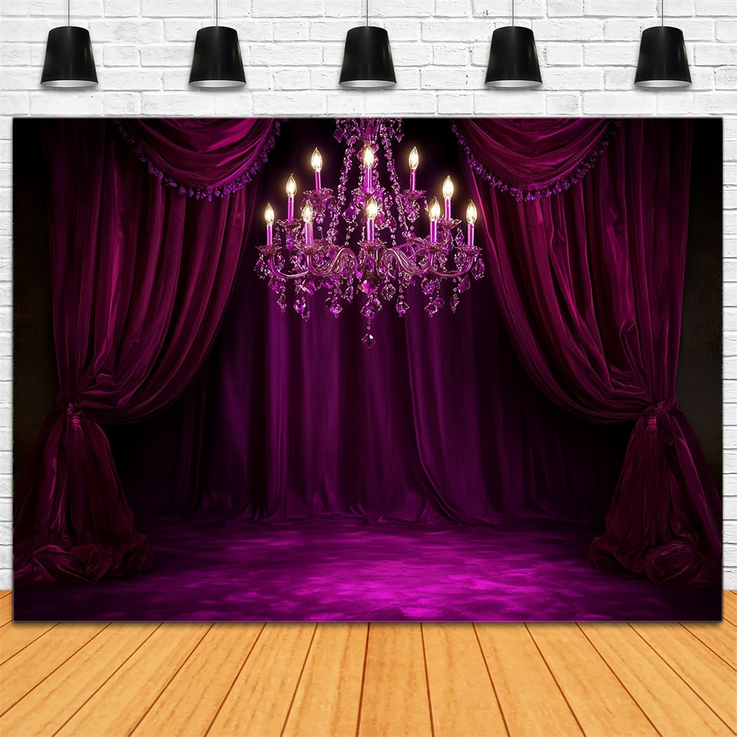 Toile de fond Boudoir Draperies Lustre Velours Magenta CSH58-251