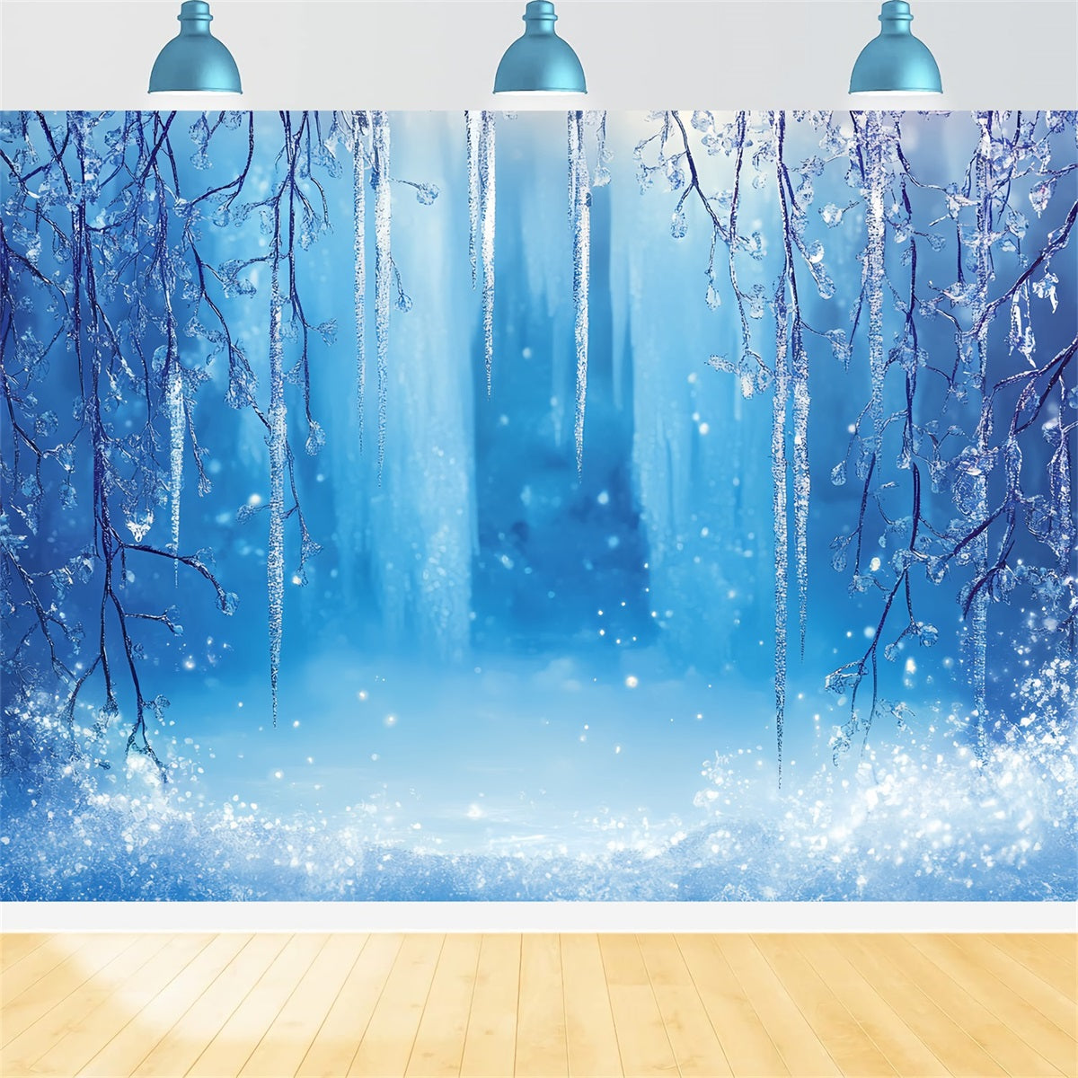 Toile de fond Hiver Voûte d’Stalactites Étincelantes à l’Éclat Givré CSH58-31