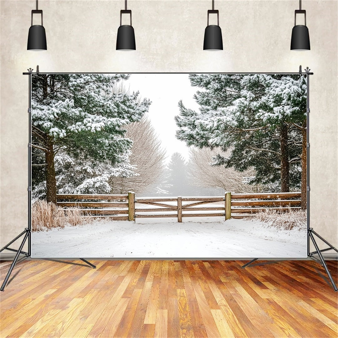 Toile de fond Hiver Forêt de Houx Clôture de Pâturage CSH58-42