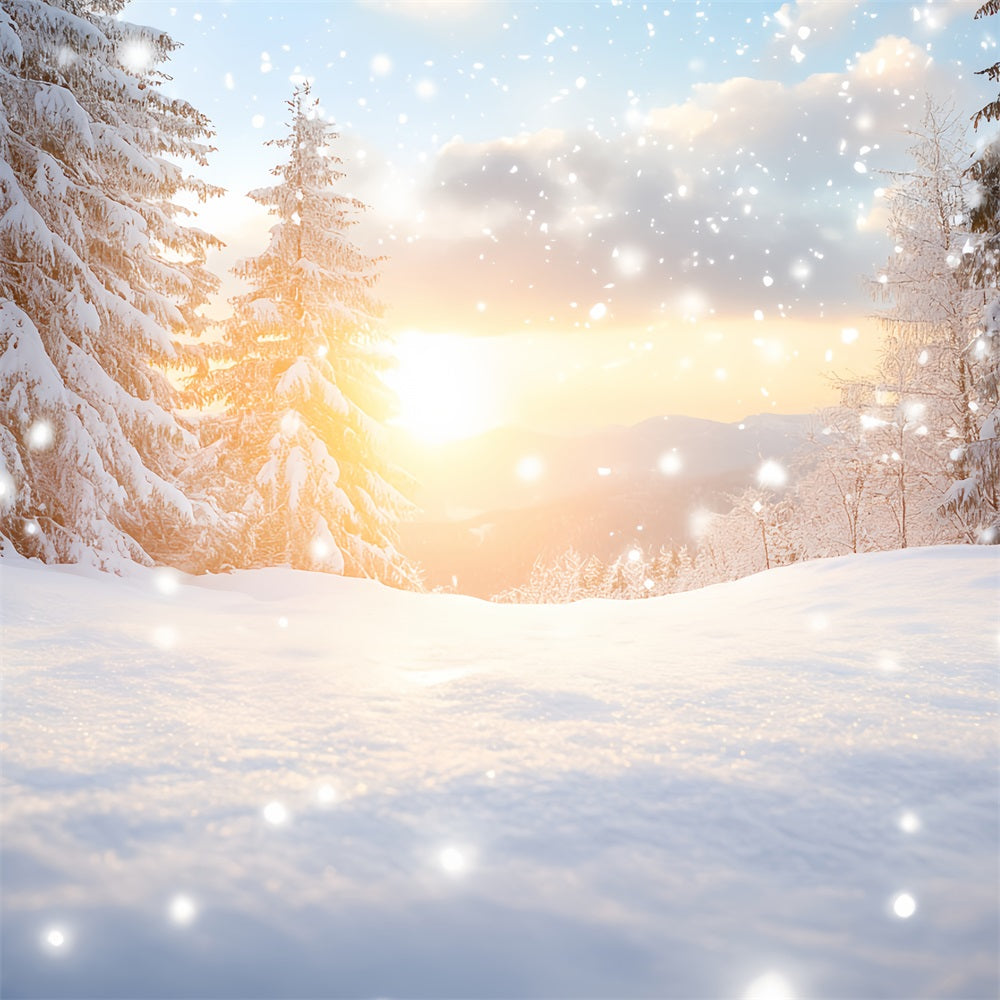 Toile de fond Hiver Forêt de Neige Chaleur Hivernale et Congères Pays des Merveilles CSH58-45