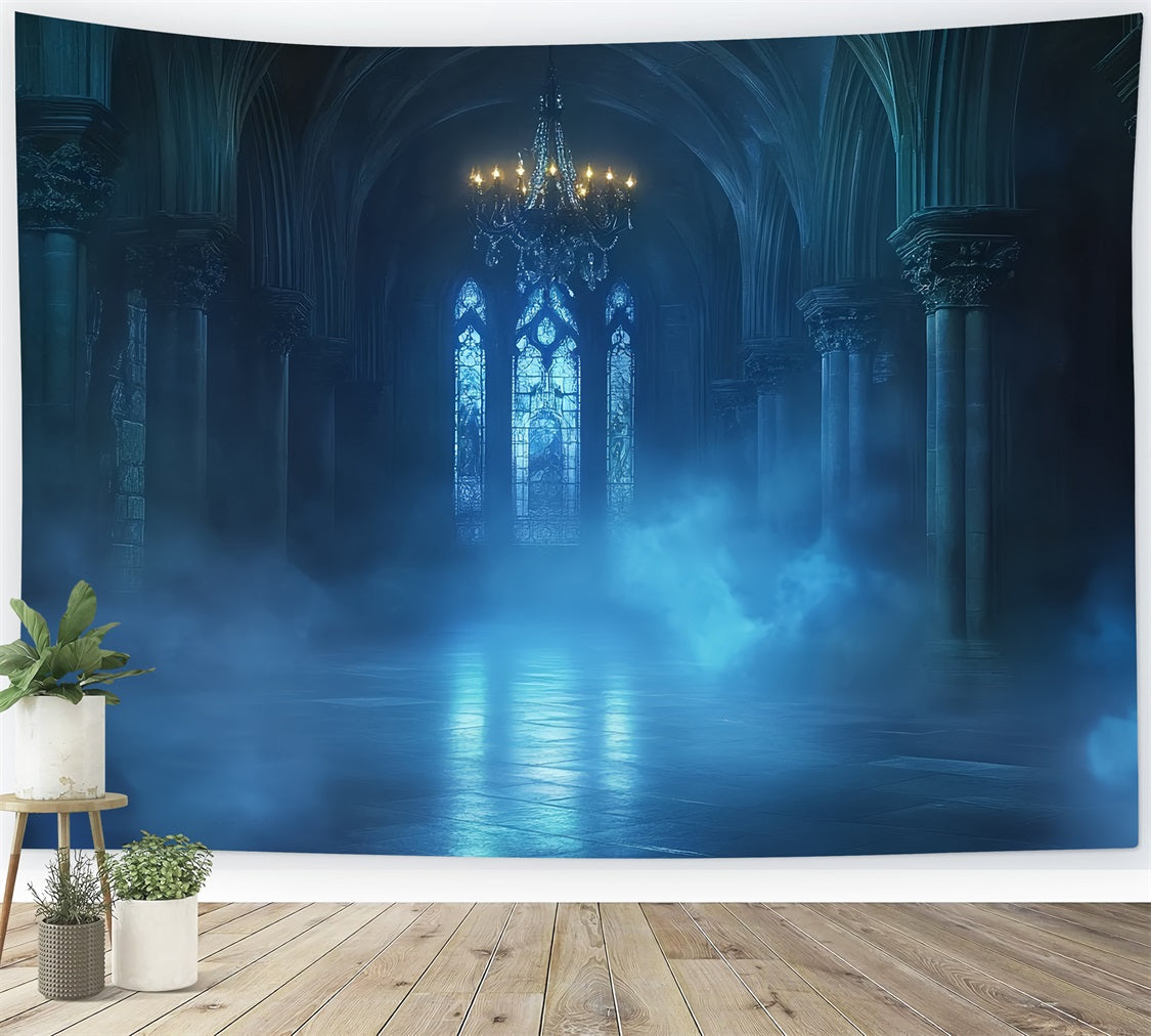 Toile De Fond Halloween Brume Bleue Cathédrale Lueur CSH58-47