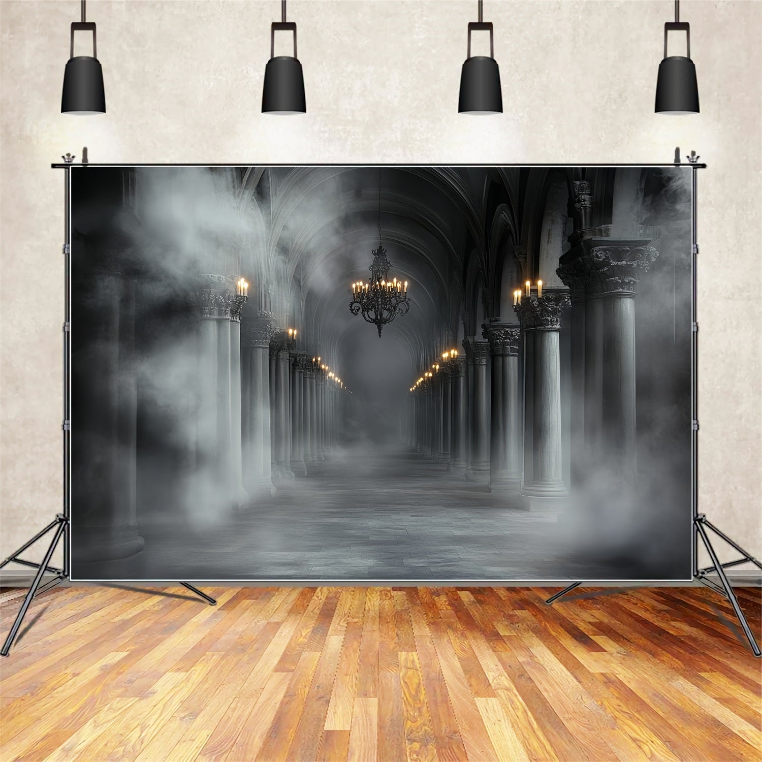 Toile Halloween Brouillard Gris Allée Hantée Idées CSH58-48