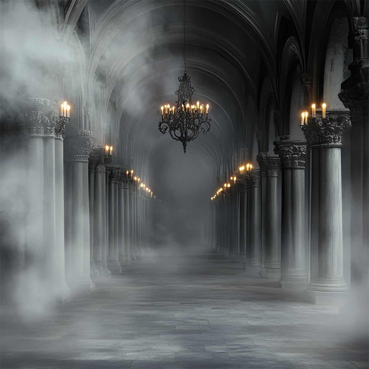 Toile Halloween Brouillard Gris Allée Hantée Idées CSH58-48