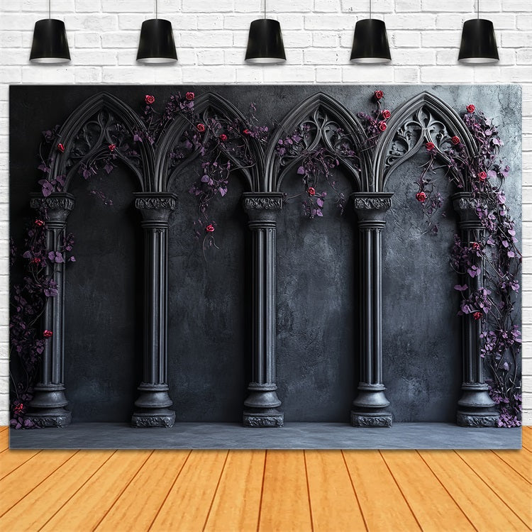 Toile De Fond Photo Halloween Arches Gothiques Roses Cramoisi CSH58-50