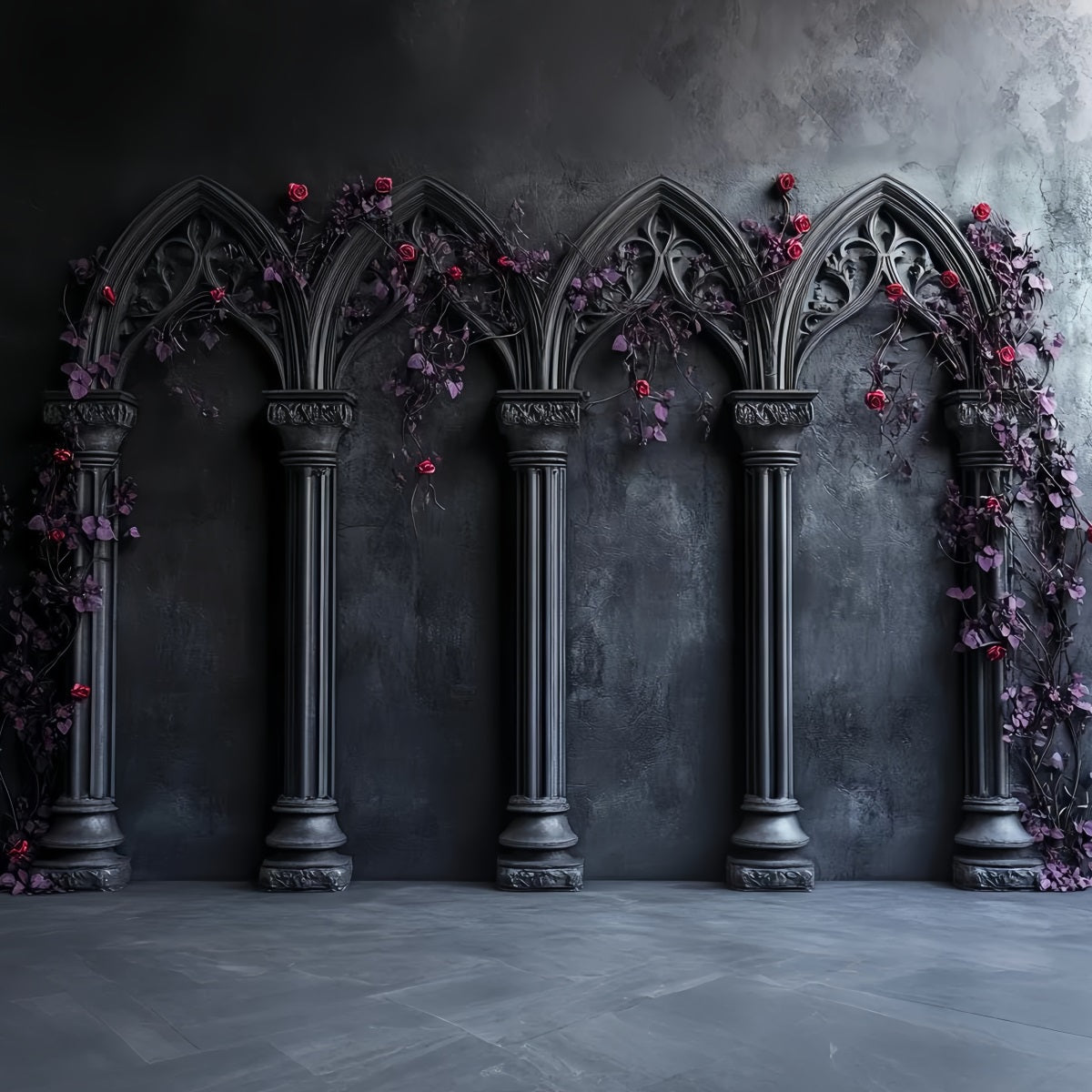 Toile De Fond Photo Halloween Arches Gothiques Roses Cramoisi CSH58-50