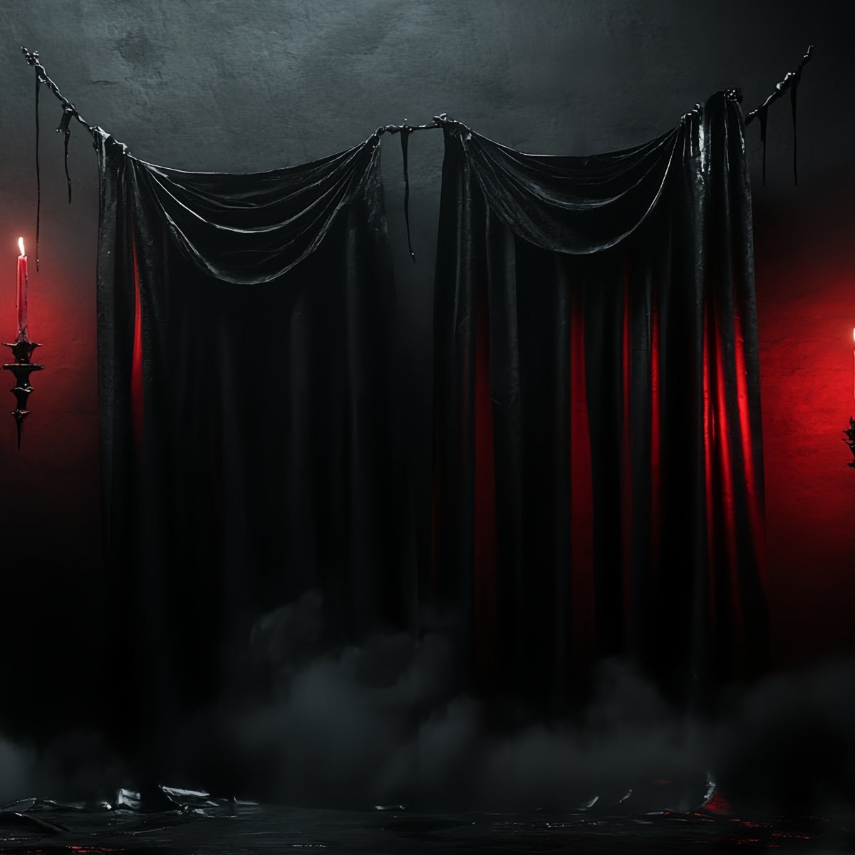 Fond Studio Halloween Tentures Sombres Bougies Rouges CSH58-51
