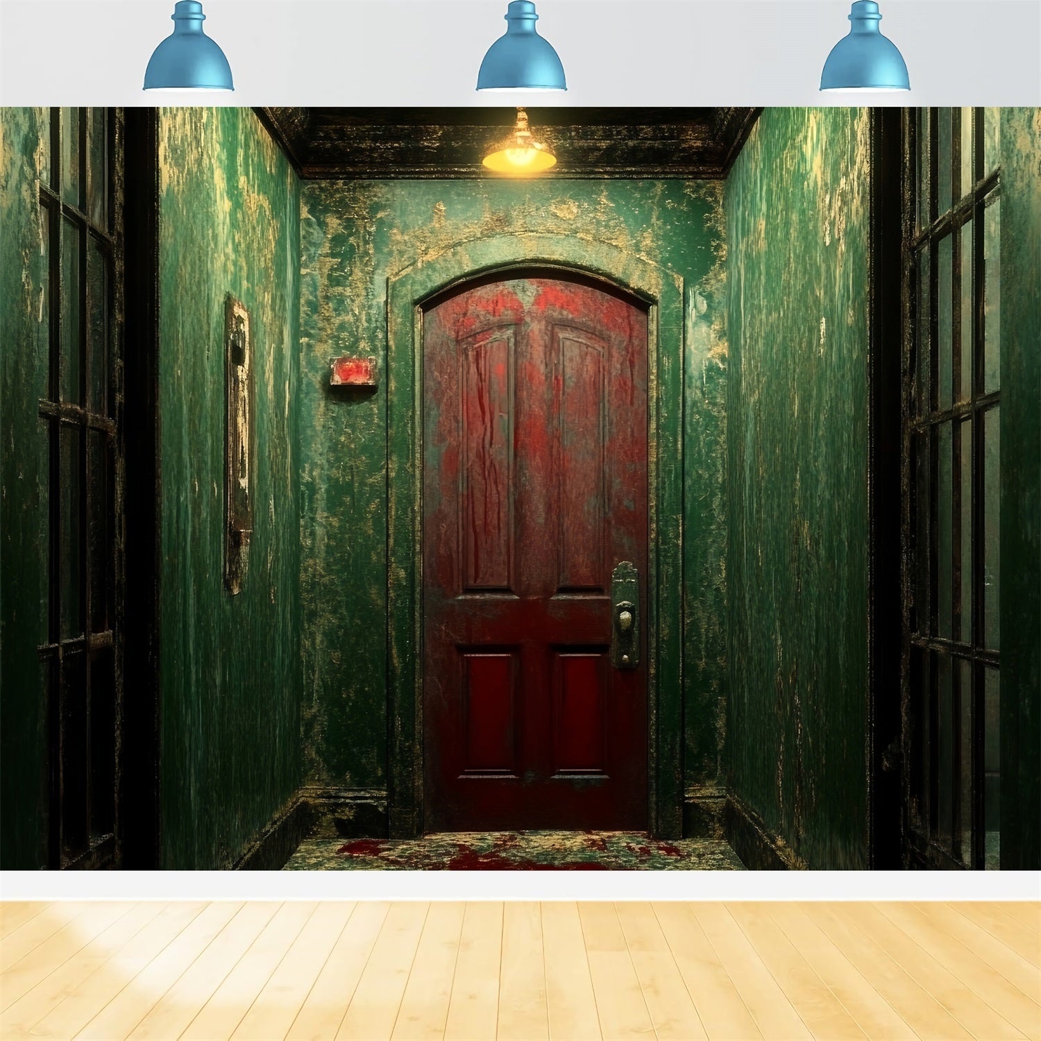 Toile Halloween Porte Verte Abîmée Sanglante Effrayante CSH58-56