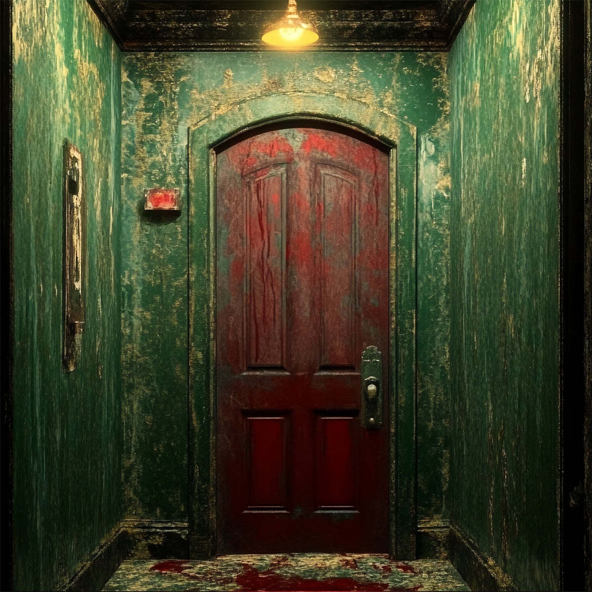 Toile Halloween Porte Verte Abîmée Sanglante Effrayante CSH58-56