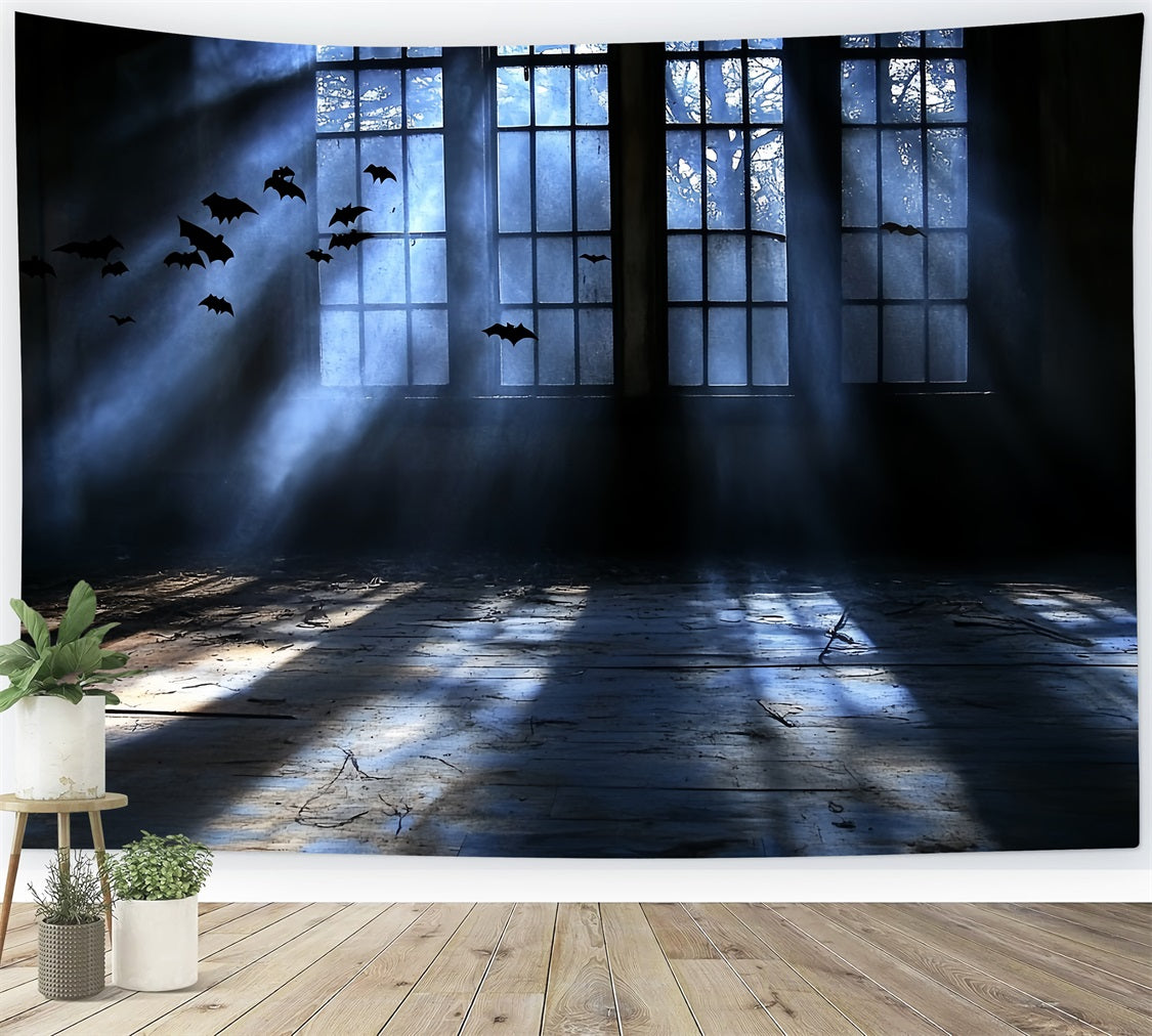 Toile De Fond Photo Halloween Fenêtre Hantée Ombres Chauves-Souris CSH58-58