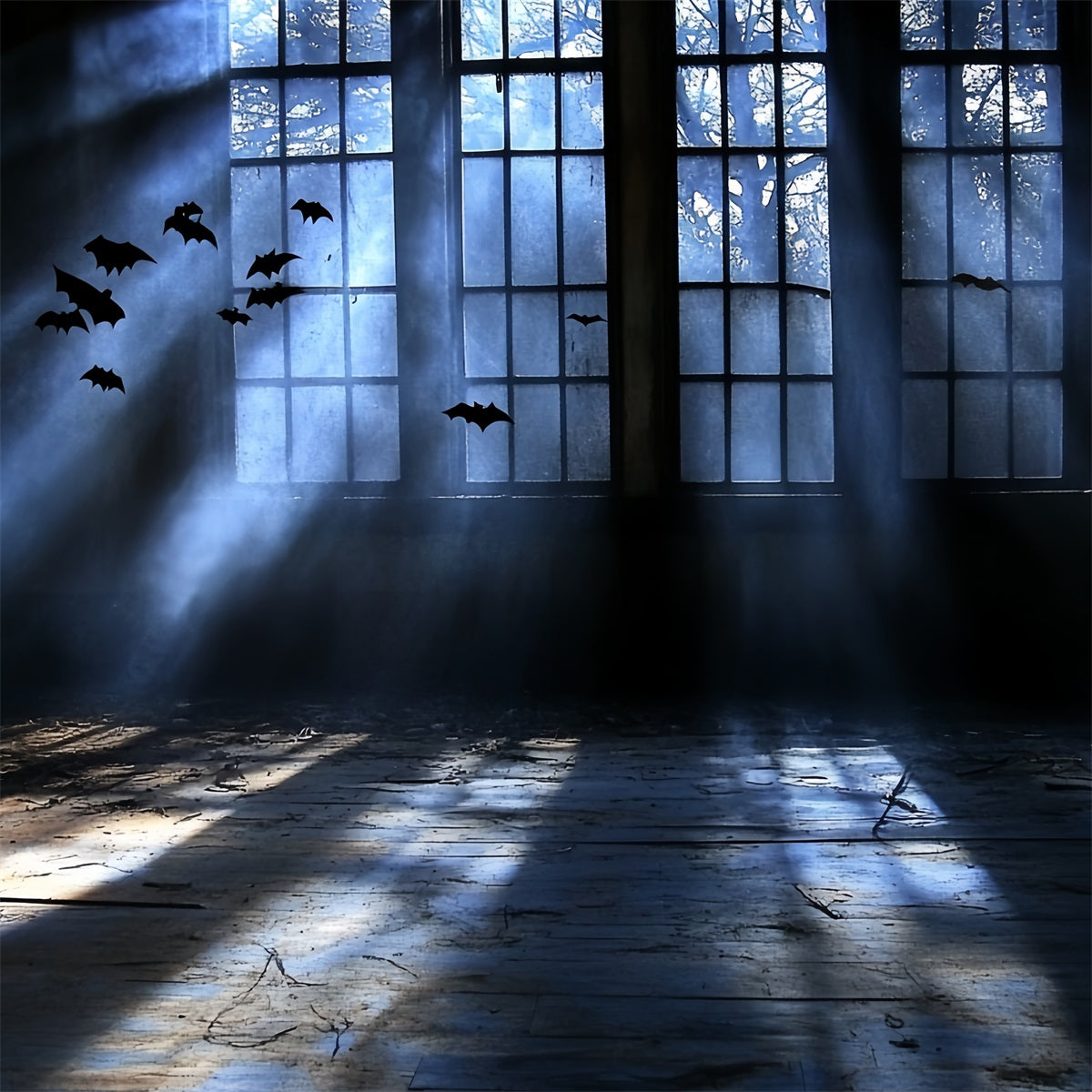 Toile De Fond Photo Halloween Fenêtre Hantée Ombres Chauves-Souris CSH58-58