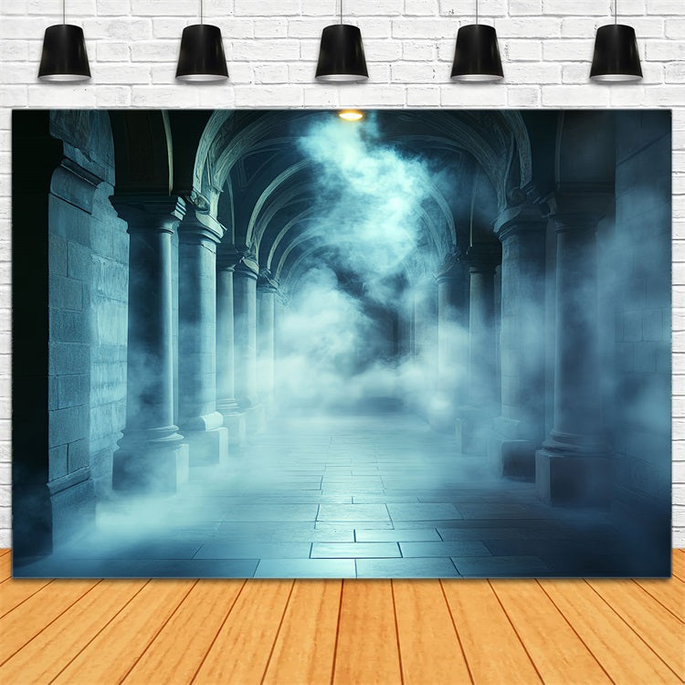 Toile De Fond Halloween Couloir Gothique Pierre Brumeux CSH58-74