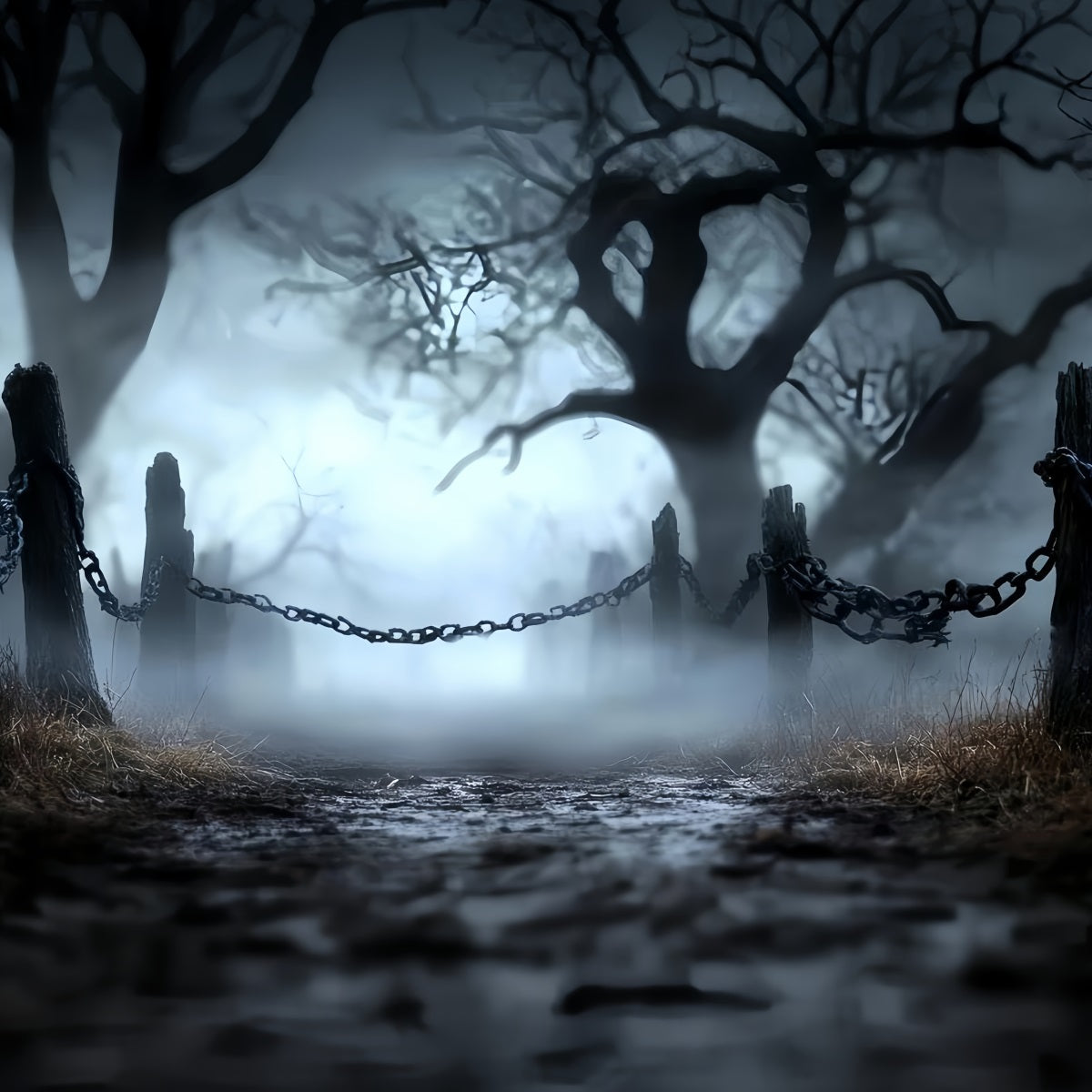 Toile Photo Halloween Brume Sombre Chaînes Sentier Hanté Idées CSH58-78