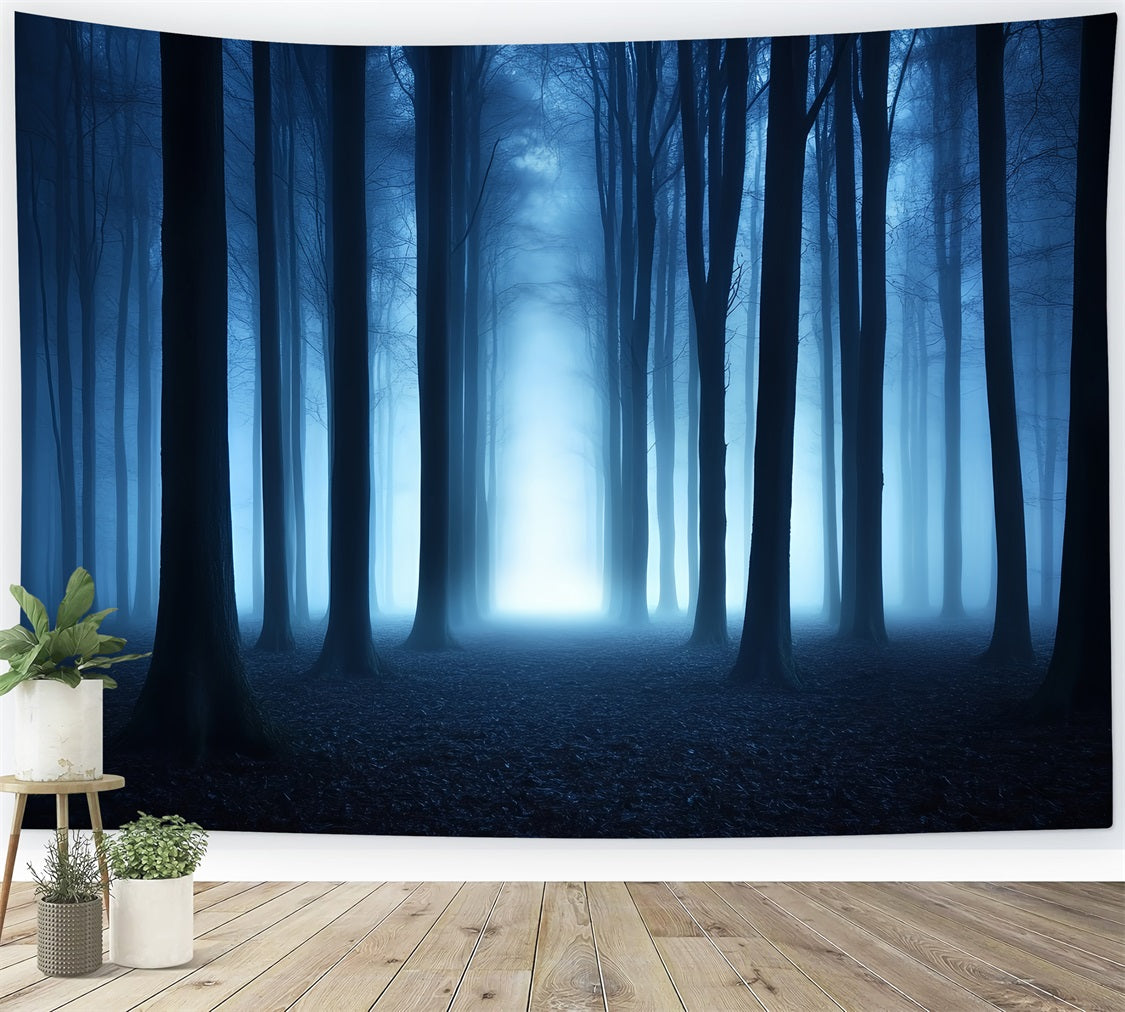 Fond Photo Halloween Brume Bleue Bois Sombres CSH58-79