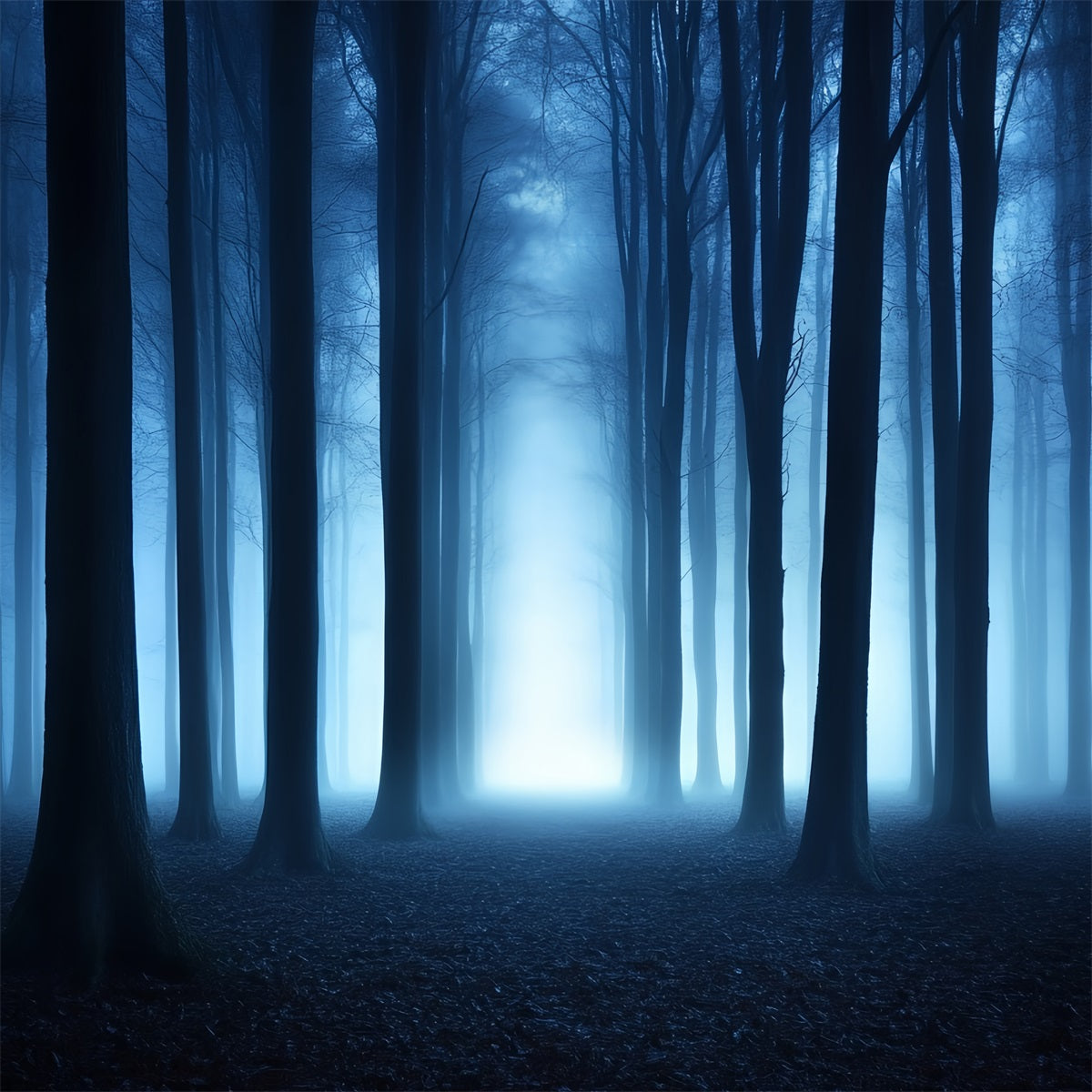 Fond Photo Halloween Brume Bleue Bois Sombres CSH58-79
