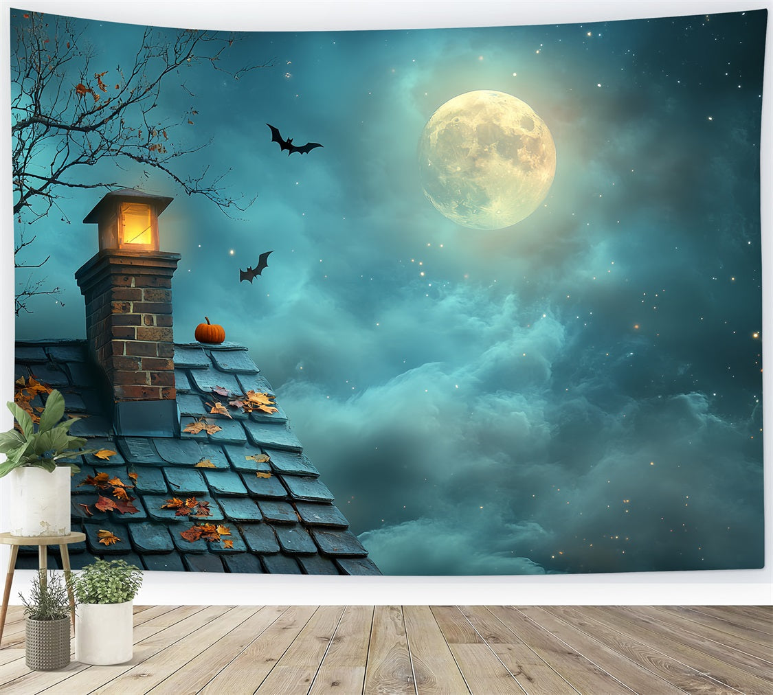 Fond Studio Halloween Toit Citrouille Nuit Étoilée Lune CSH58-82