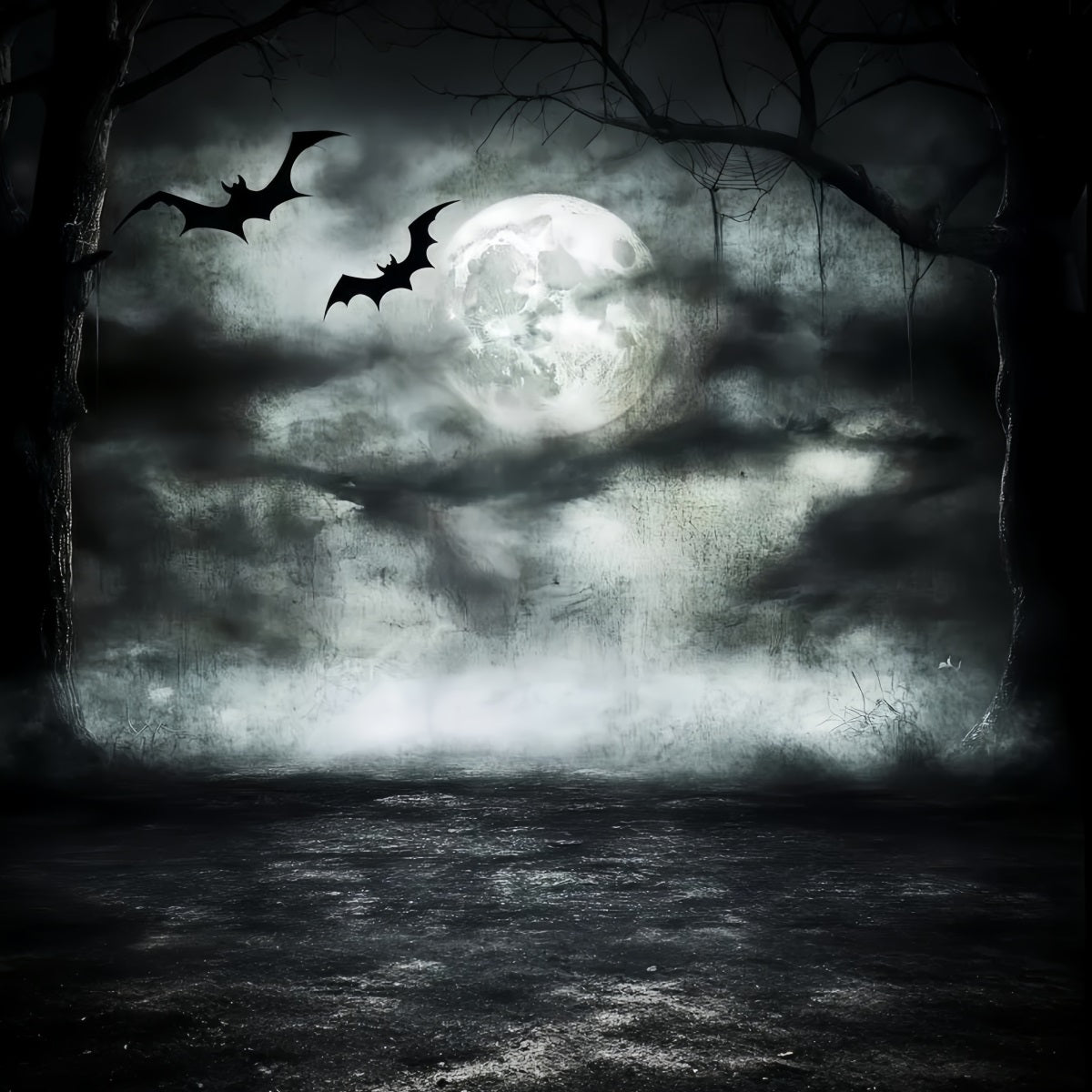 Fond Photo Halloween Chauves-Souris Clair De Lune Forêt Hantée CSH58-85