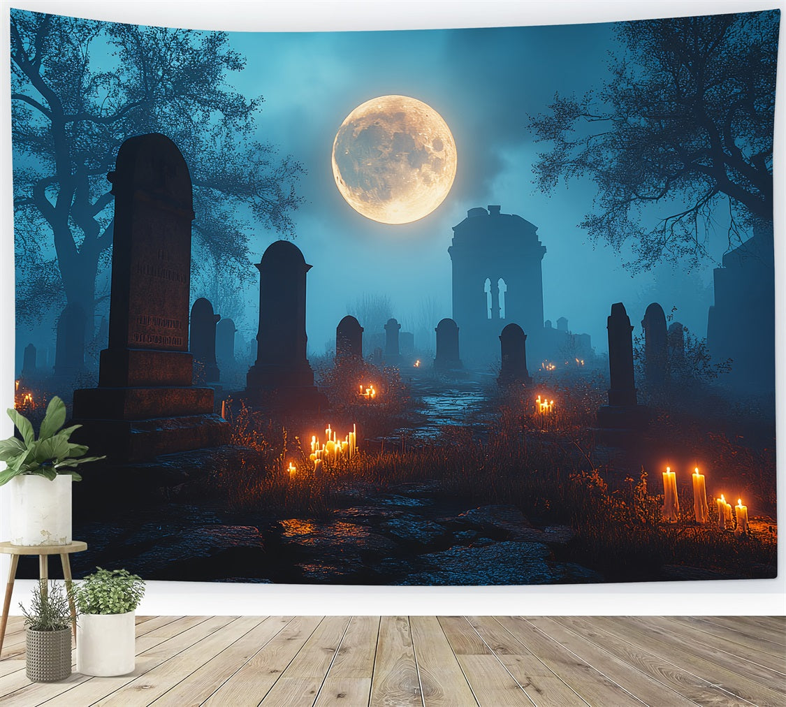 Toile Halloween Cimetière Pleine Lune Lueur Idées CSH58-93