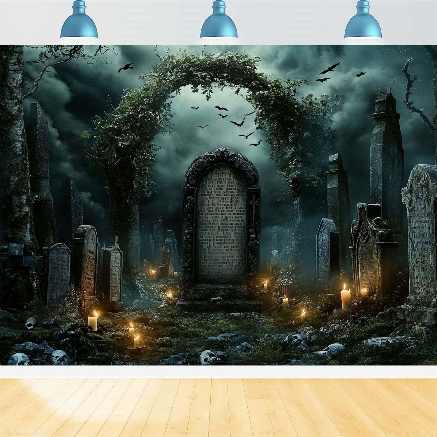Toile De Fond Halloween Arche Lierre Tombes Idées CSH58-98