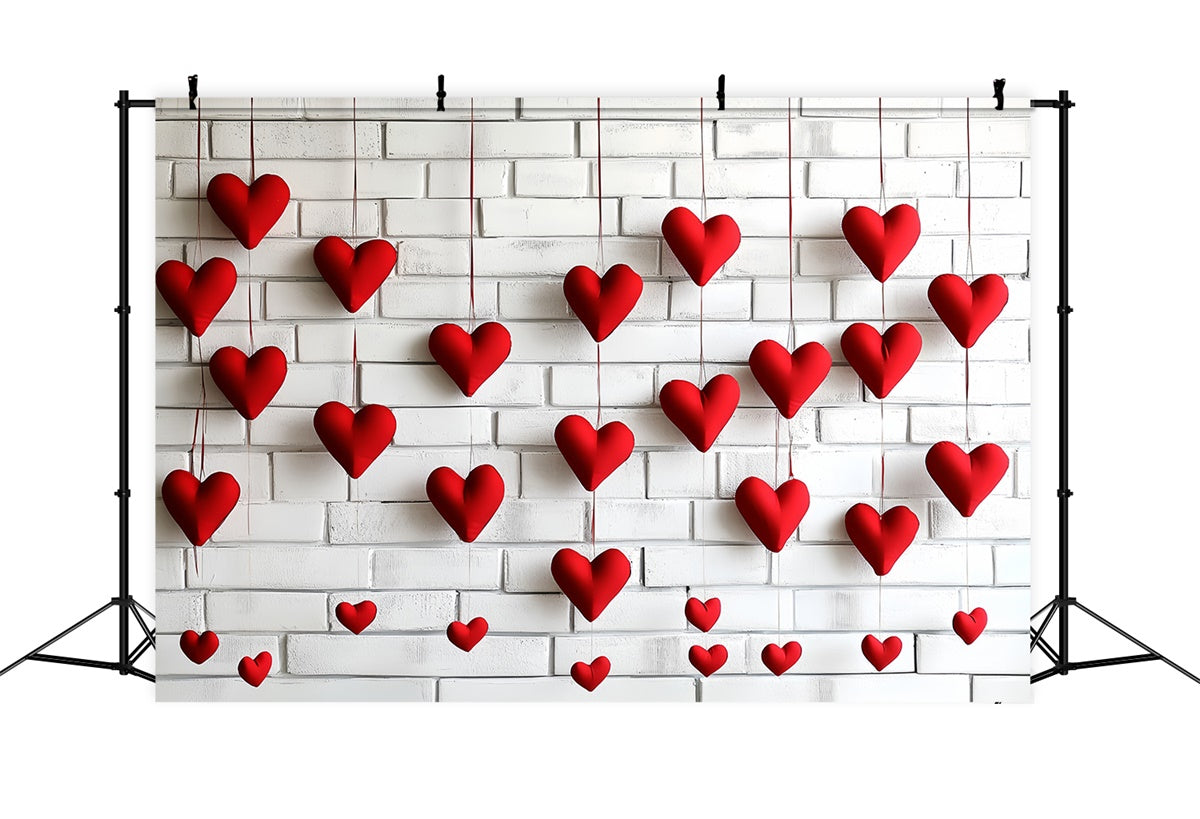 Toile de fond Mur de Brique Coeur Rouge Minimaliste CSH6-132