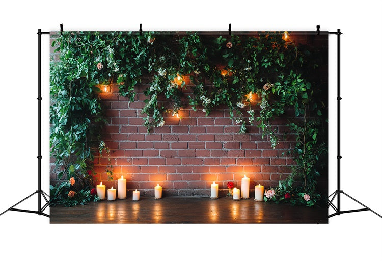 Toile de fond Brique Rouge Romance au Lierre et Bougies CSH6-134