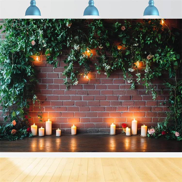 Toile de fond Brique Rouge Romance au Lierre et Bougies CSH6-134