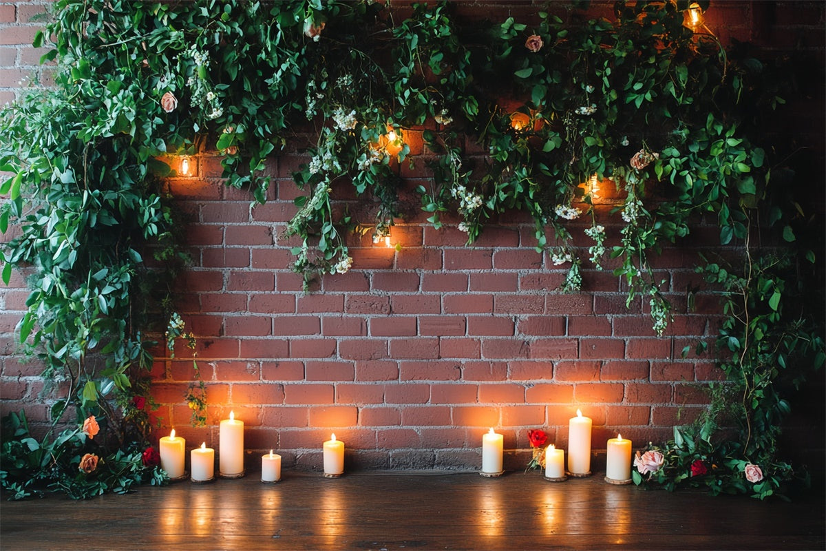 Toile de fond Brique Rouge Romance au Lierre et Bougies CSH6-134