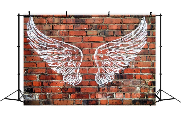 Toile de fond Brique Rouge Ailes d’Ange Art Urbain CSH6-139