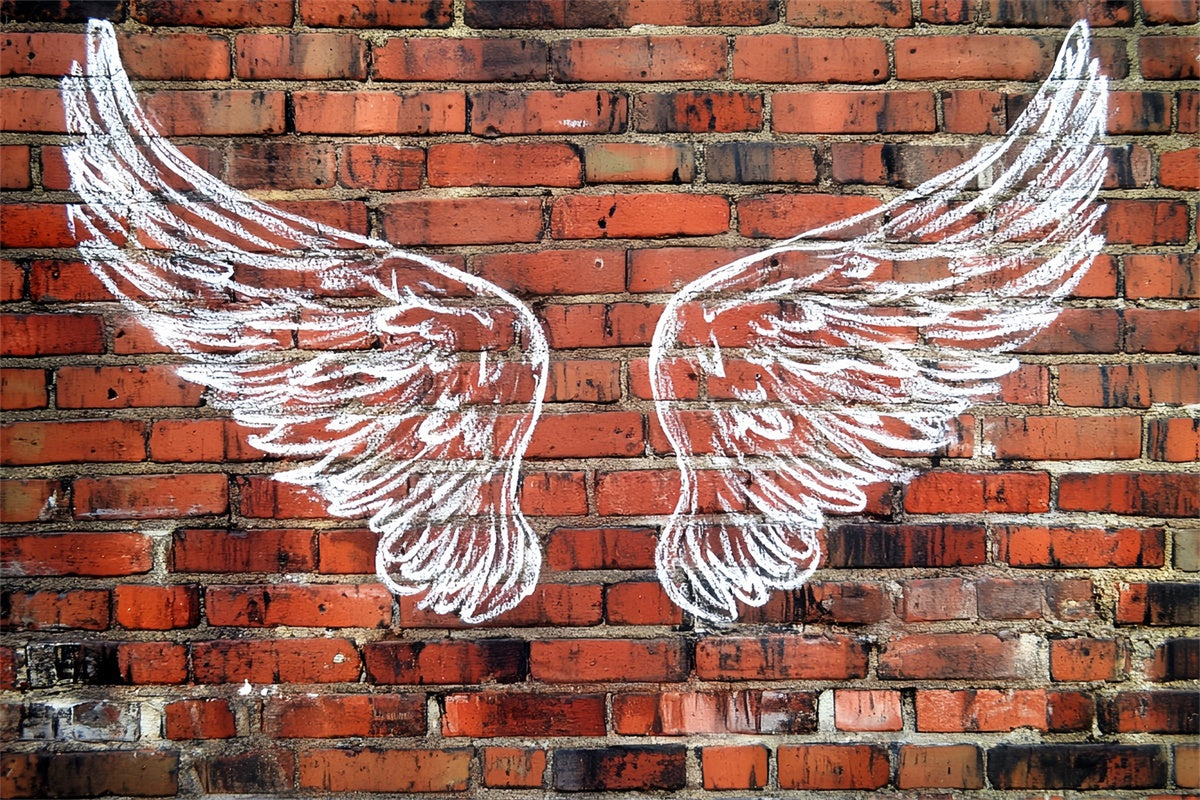 Toile de fond Brique Rouge Ailes d’Ange Art Urbain CSH6-139