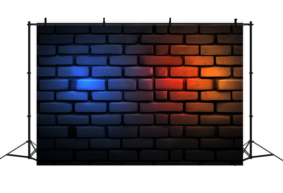 Toile de fond Photo Mur de Brique Rouge Bleu Effet Néon CSH6-143