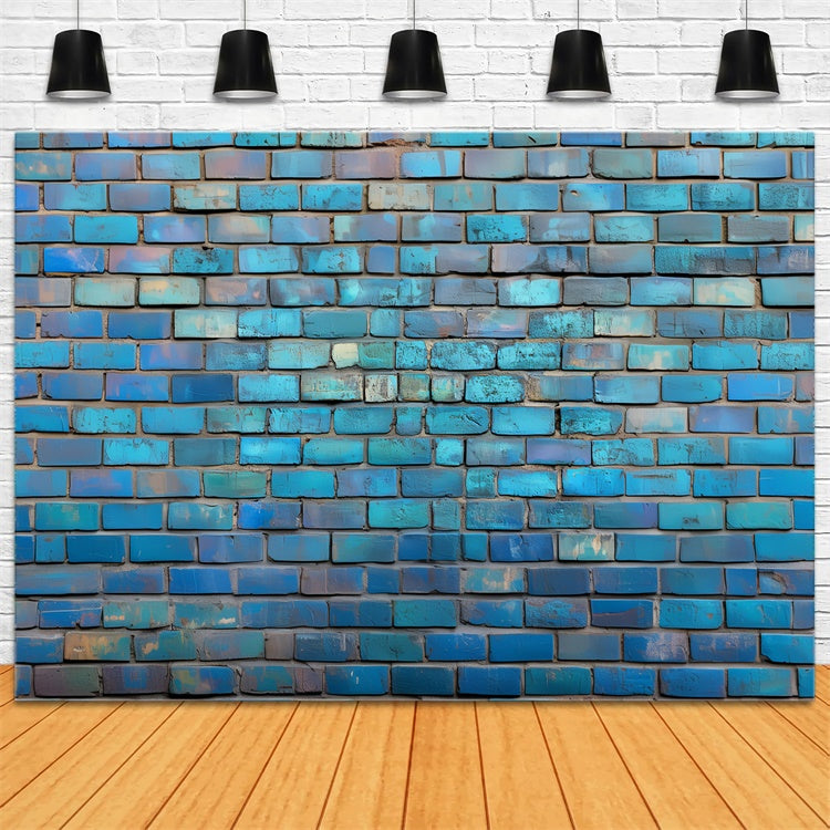 Toile de fond Mur de Brique Bleu Usé Rêveur CSH6-147