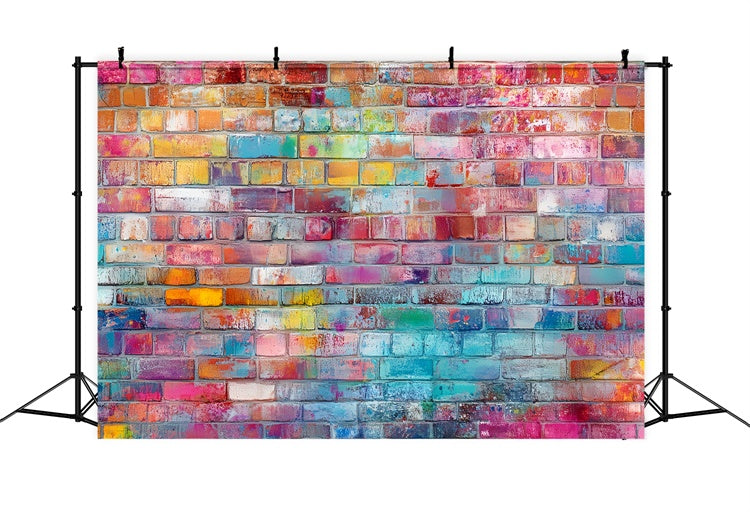 Toile de fond Photo Mur de Brique Graffiti Éclats de Couleur CSH6-150
