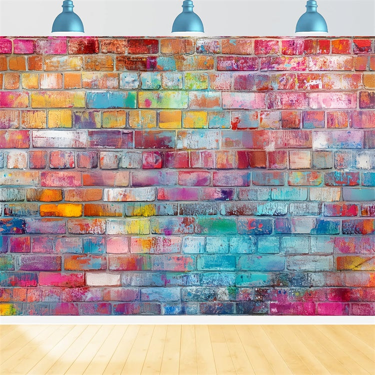 Toile de fond Photo Mur de Brique Graffiti Éclats de Couleur CSH6-150