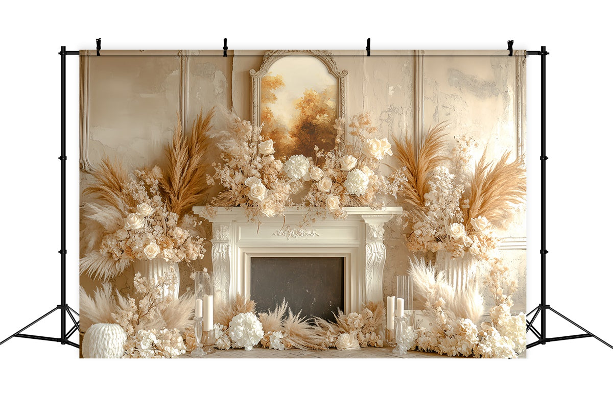 Toile de fond Automne Coin Bohème Foyer Fleuri Crème CSH6-183