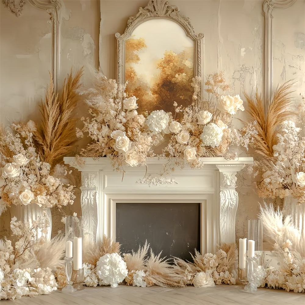 Toile de fond Automne Coin Bohème Foyer Fleuri Crème CSH6-183