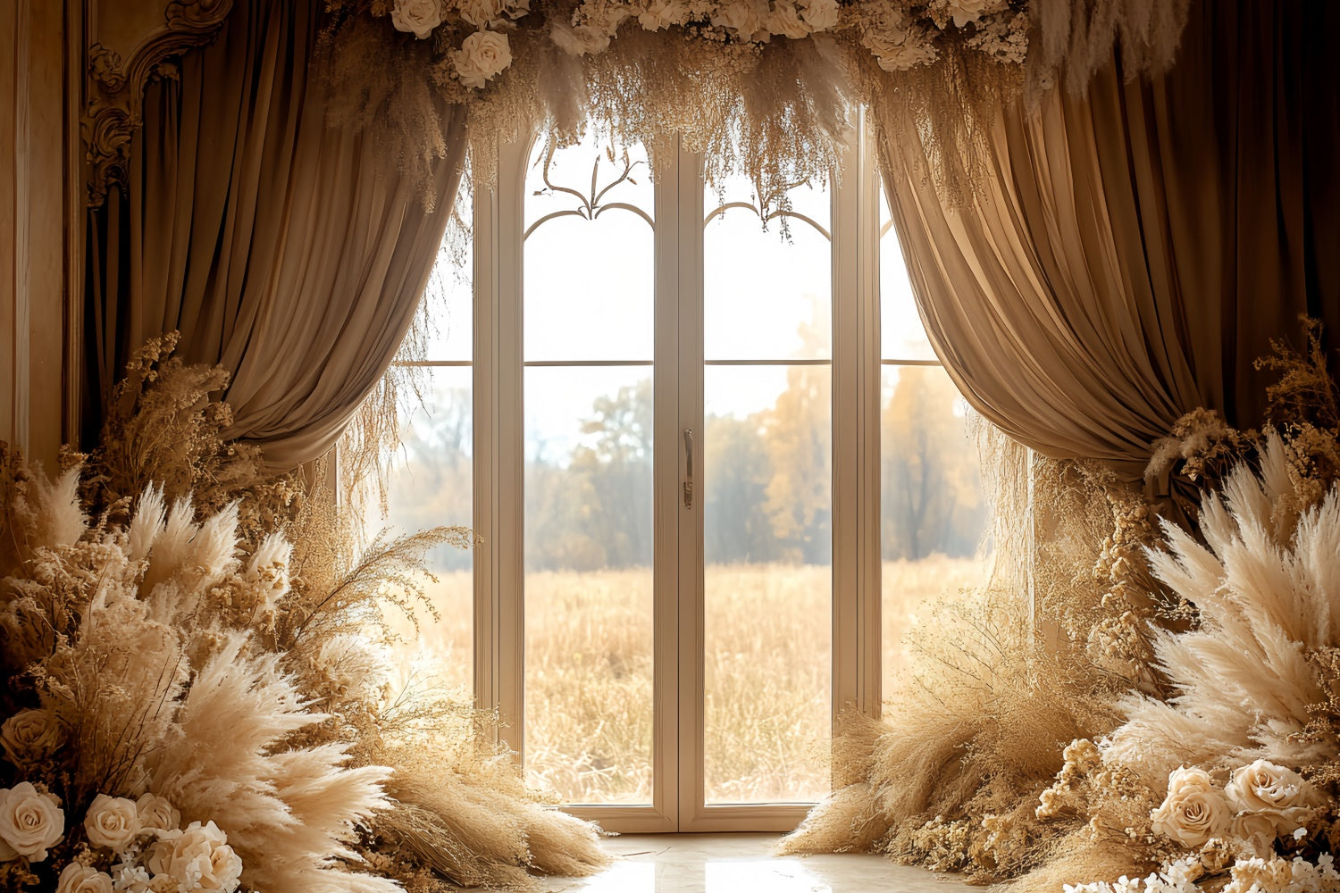 Toile de fond Photo Automne Fenêtre Bohème Romantique et Luxueuse CSH6-190