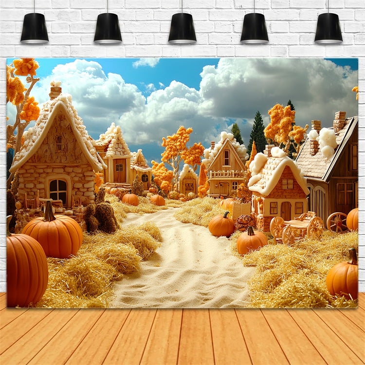 Toile de fond Photo Automne Allée du Cottage aux Citrouilles CSH6-197