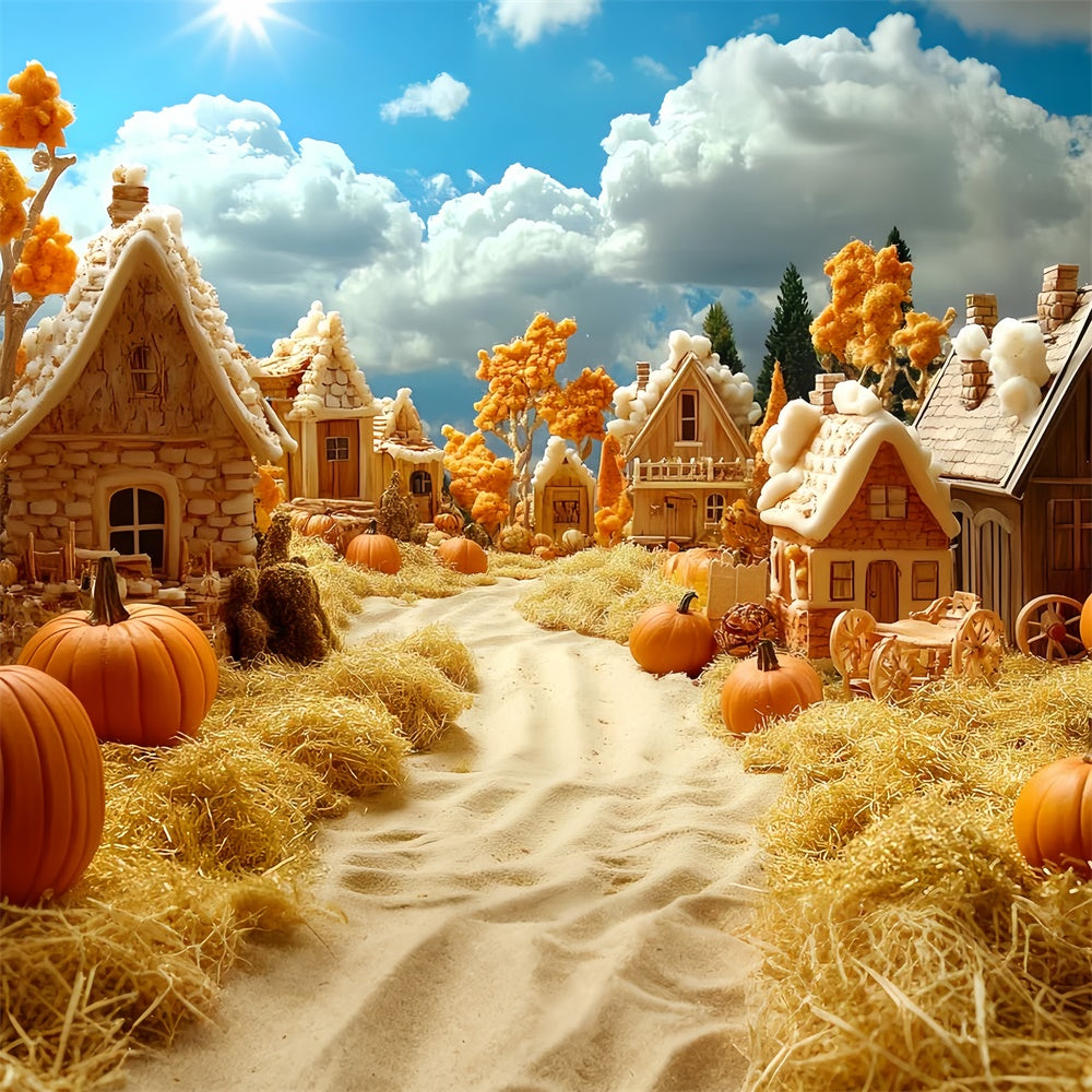 Toile de fond Photo Automne Allée du Cottage aux Citrouilles CSH6-197