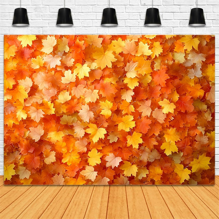 Toile de fond Déco Automne Feuilles Dorées et Style Rustique CSH6-201