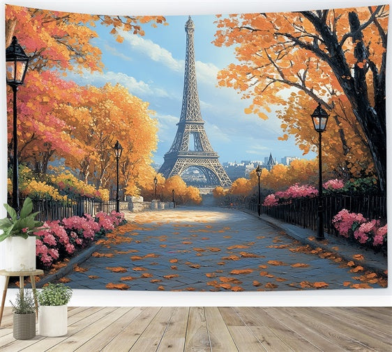 Toile de fond Photo Automne Promenade Dorée Parisienne CSH6-206