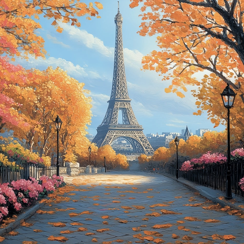 Toile de fond Photo Automne Promenade Dorée Parisienne CSH6-206