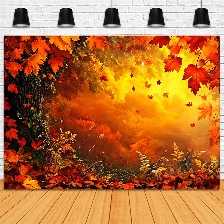 Toile de fond Déco Automne Feuilles Dansantes et Fantaisie CSH6-213