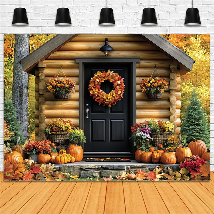 Toile de fond Photo Automne Entrée de Cabane Douillette CSH6-217