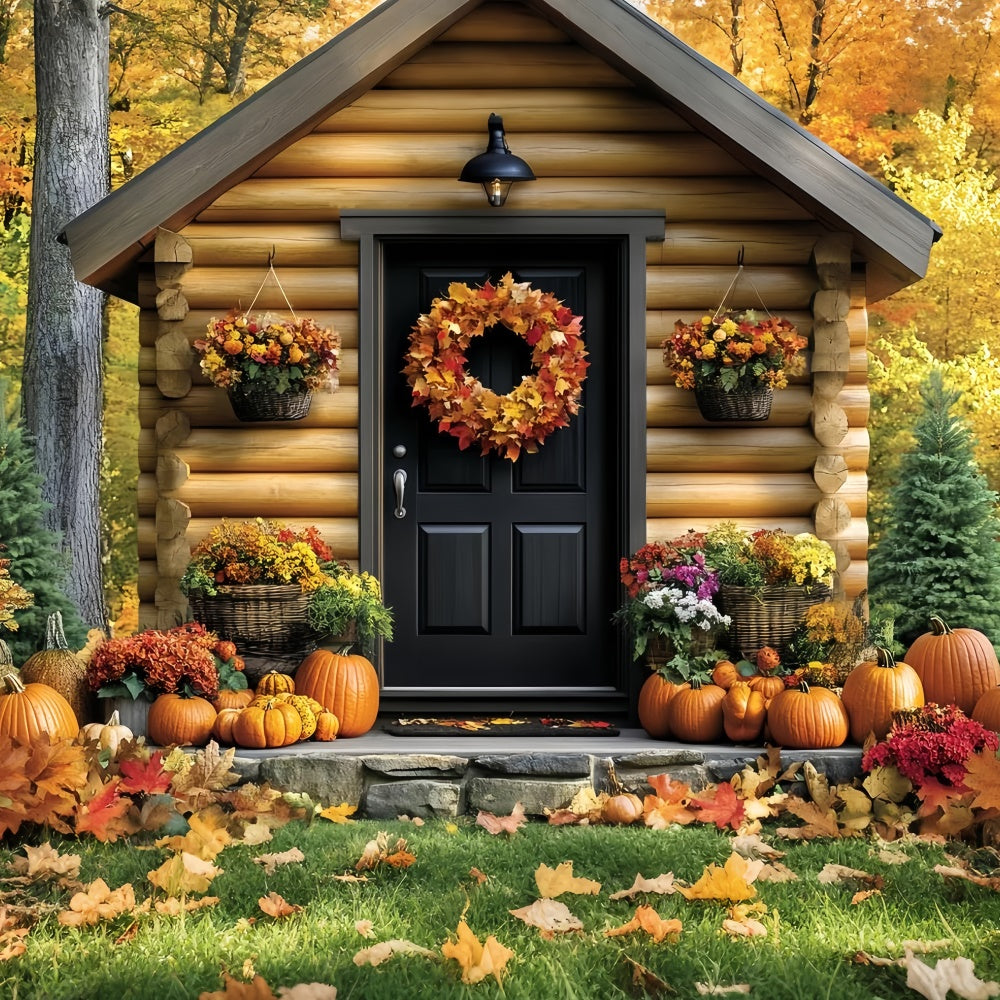 Toile de fond Photo Automne Entrée de Cabane Douillette CSH6-217