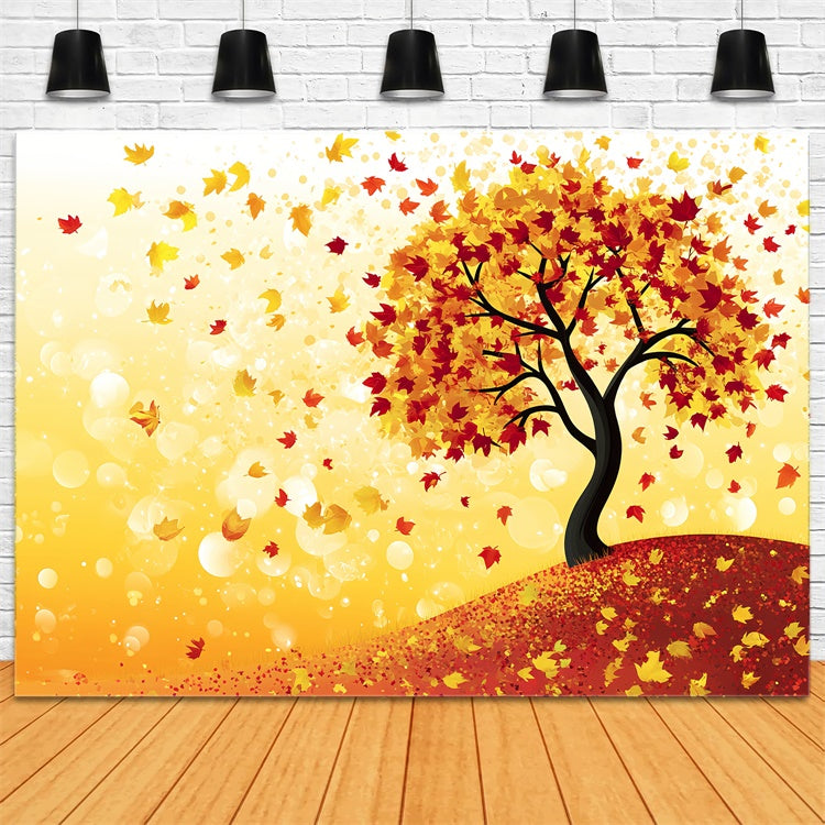 Toile de fond Déco Automne Arbre Dessiné et Fantaisie CSH6-225