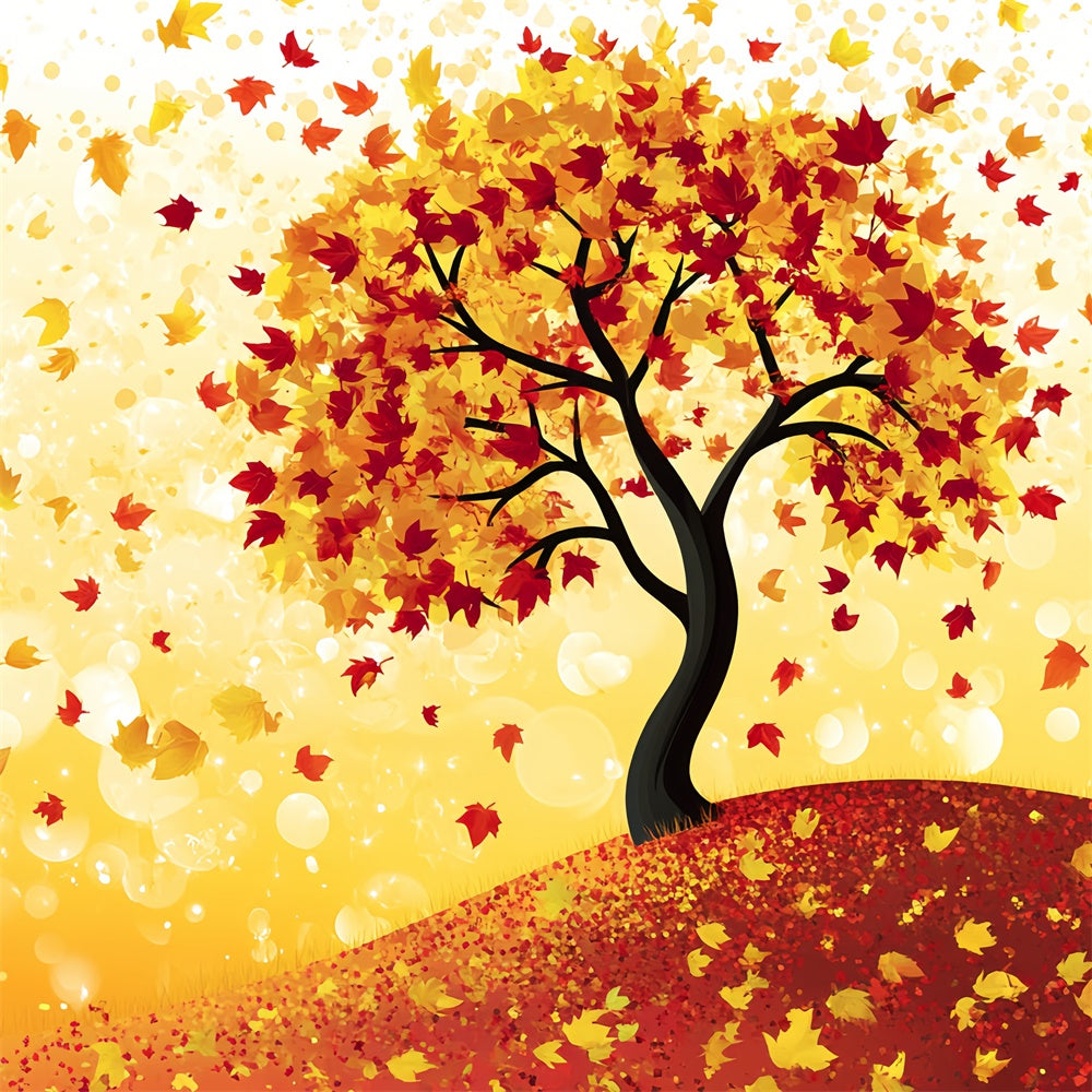Toile de fond Déco Automne Arbre Dessiné et Fantaisie CSH6-225