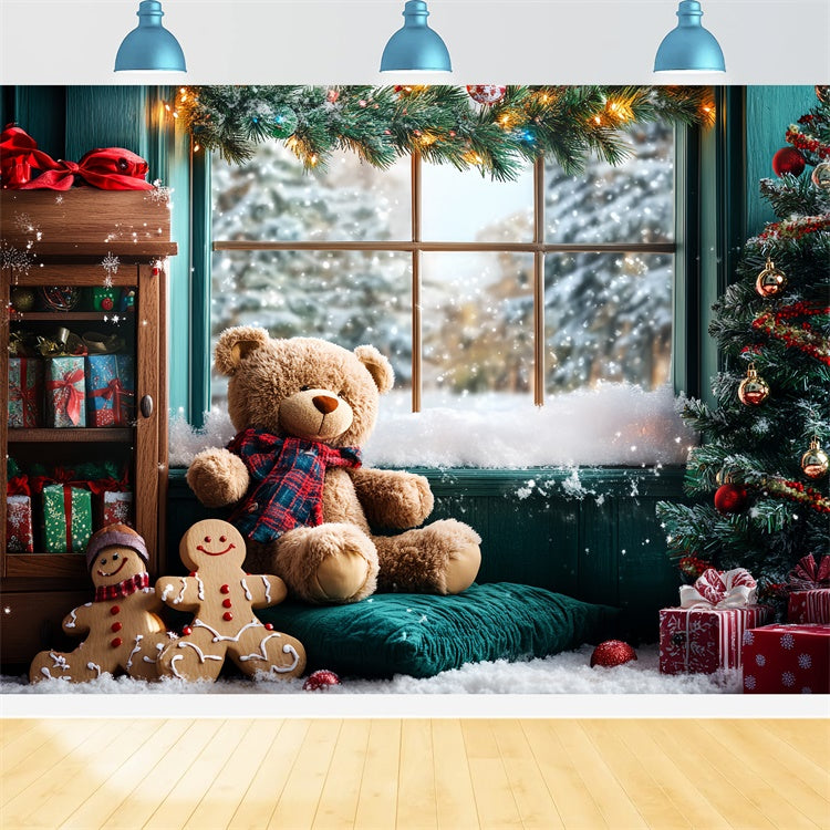 Toile de fond photo Noël Ourson et Pain d’Épices CSH6-252